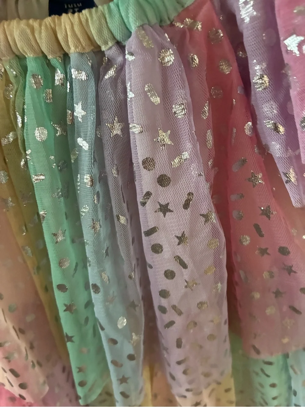 Old Navy sz 3T Birthday Pastel Rainbow Tiered Dress with Silver Foil Stars nwot